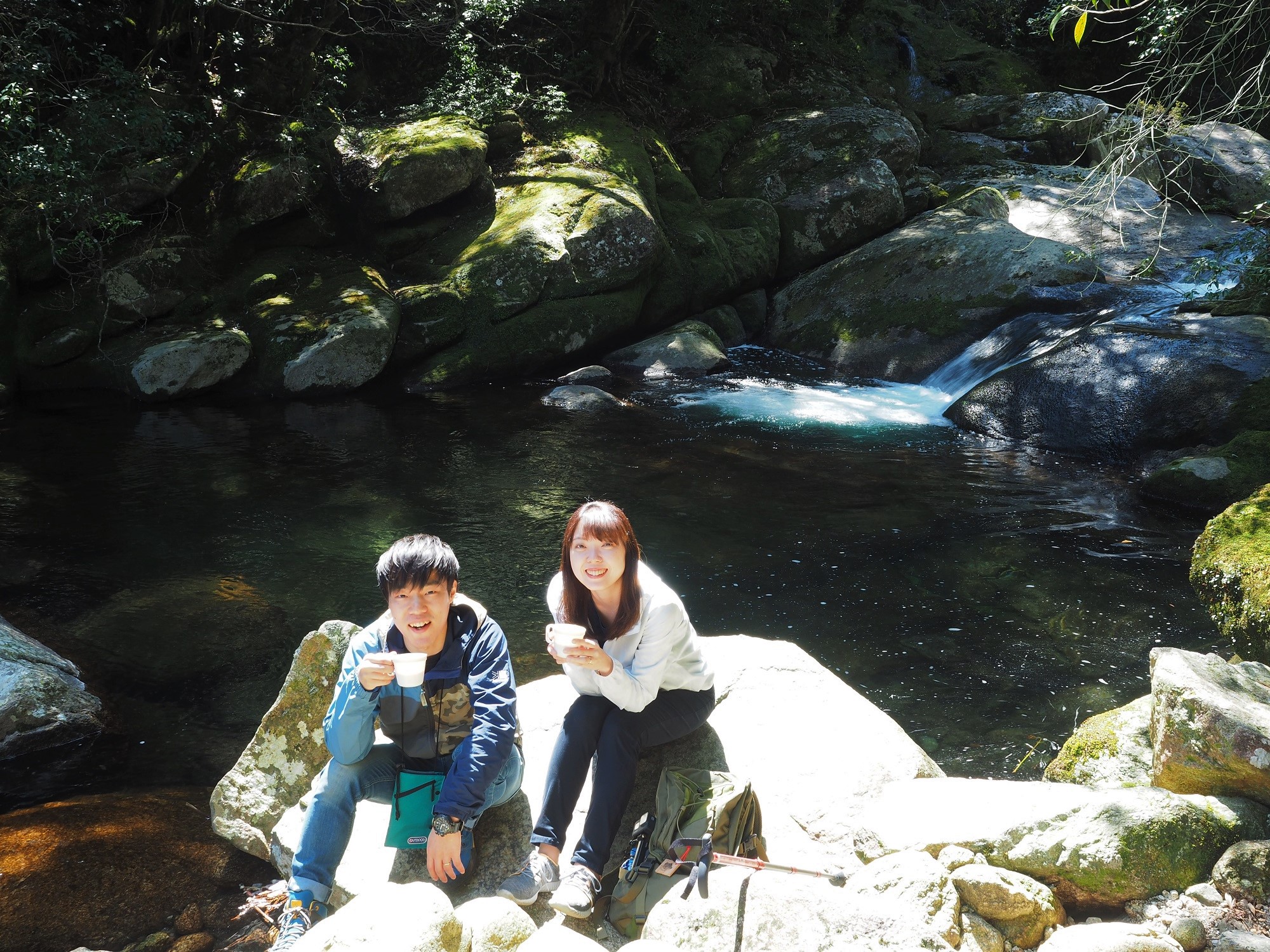 白谷川でコーヒータイム